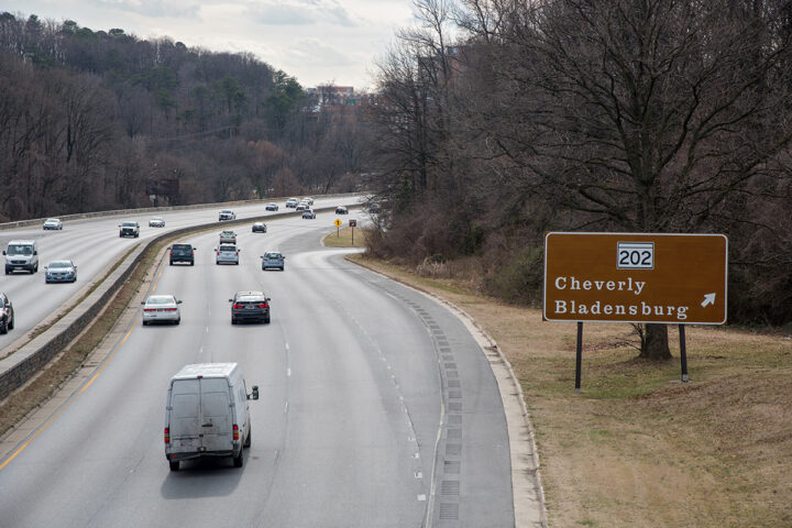 Cars at the exit to Cheverly