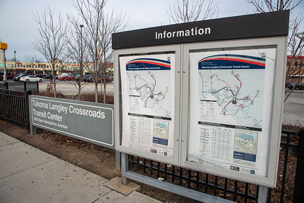 Takoma Langley Crossroads transit center information signs