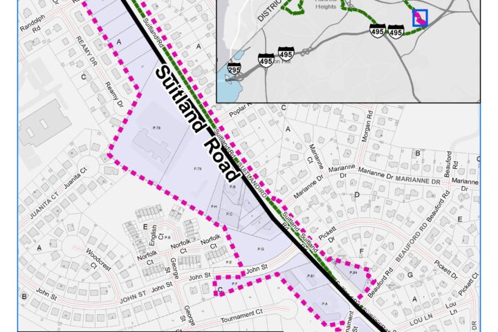 Suitland Road corridor on a map