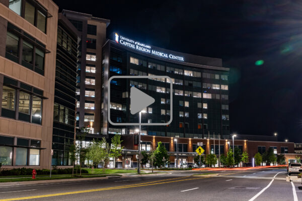 Largo Regional Medical Center at Night. Photo by M-NCPPC.