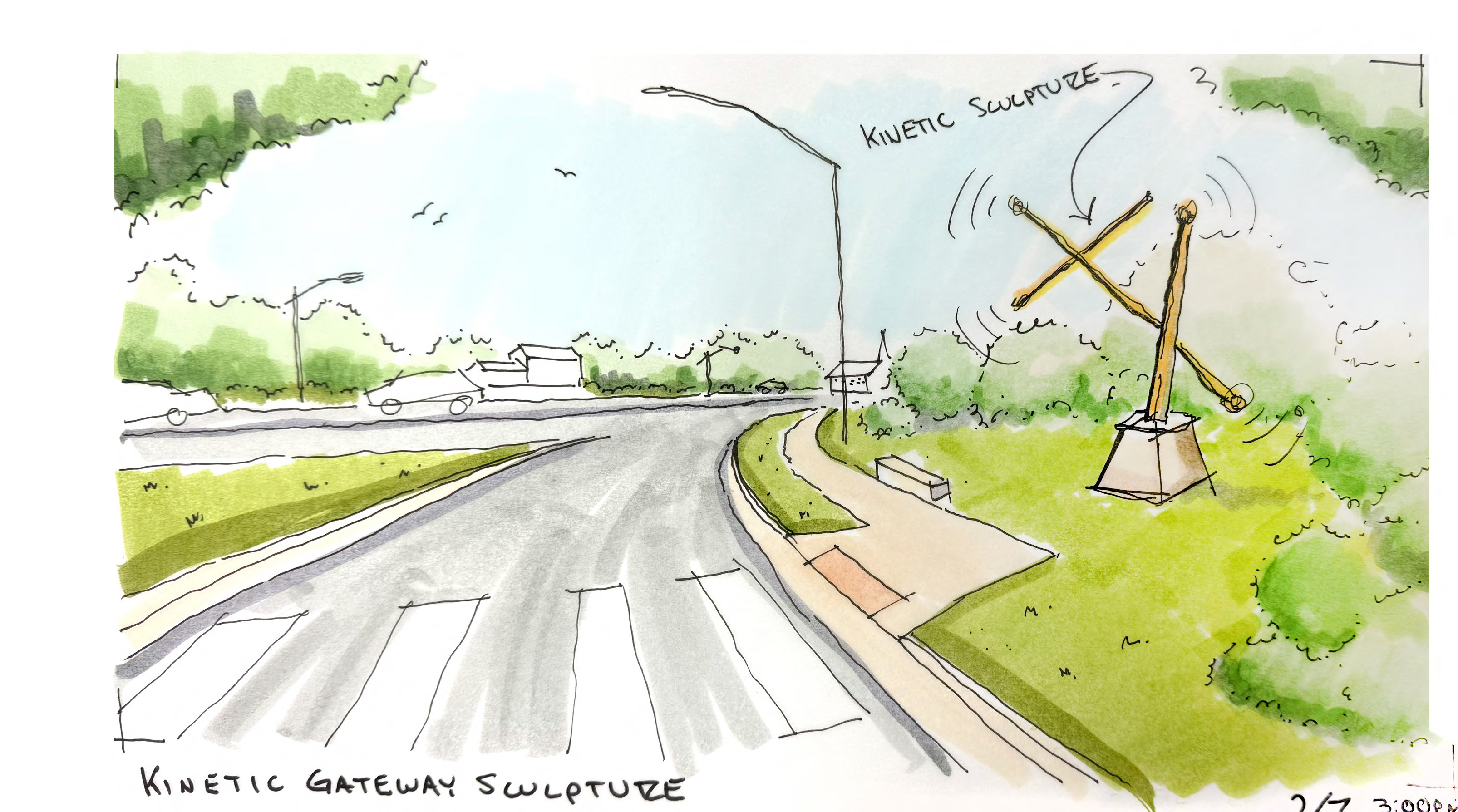 Suitland Cultural Art Sketches - Kinetic Gateway Sculpture