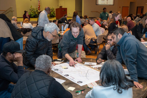 Subregion 1 Minor Plan Amendment project community meeting - Planning Staff talking to citizens at the January 21, 2026 meeting
