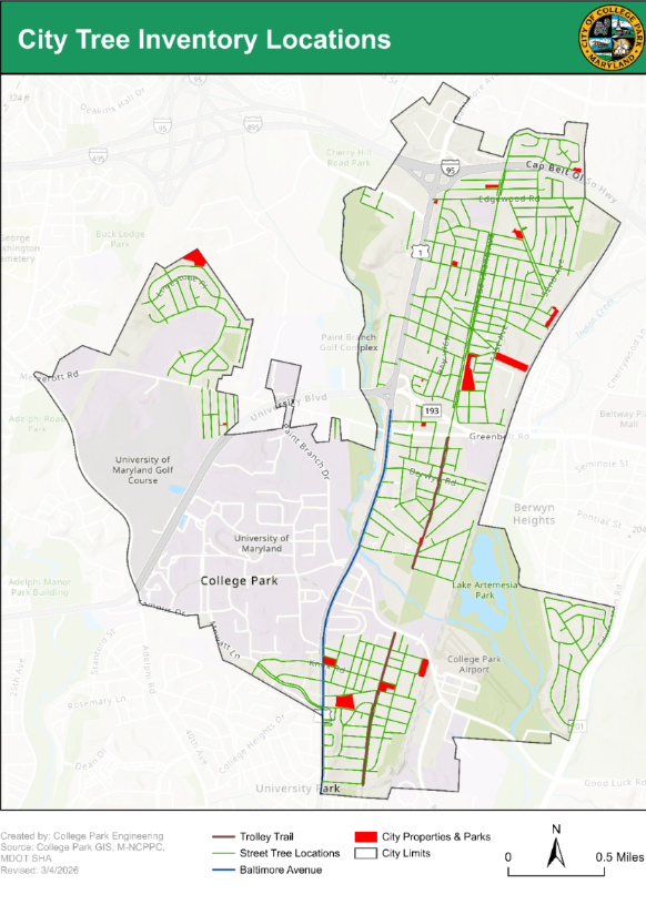 Map of Urban Forest Inventory and Management Plan for the City of College Park
