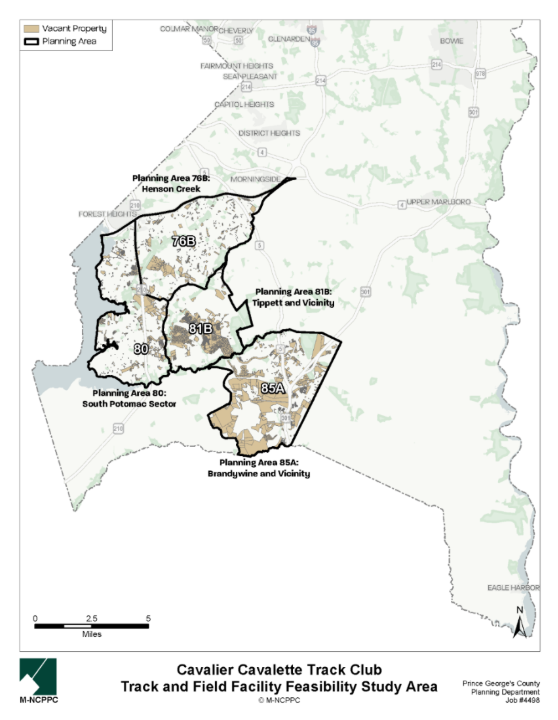 Map of Cavalier-Cavalette Track Club Facility Feasibility Study Area.