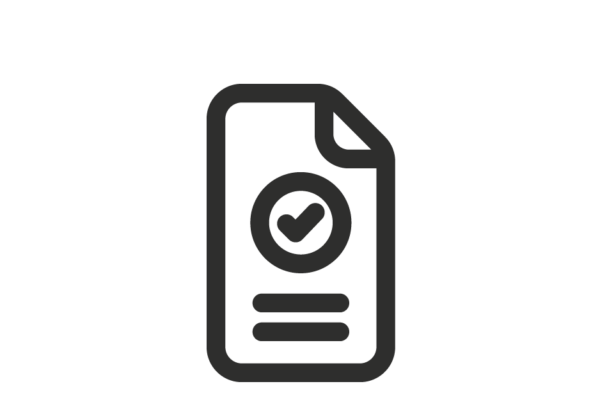 An icon representing a paper with one corner folded over and a checkmark in the center.